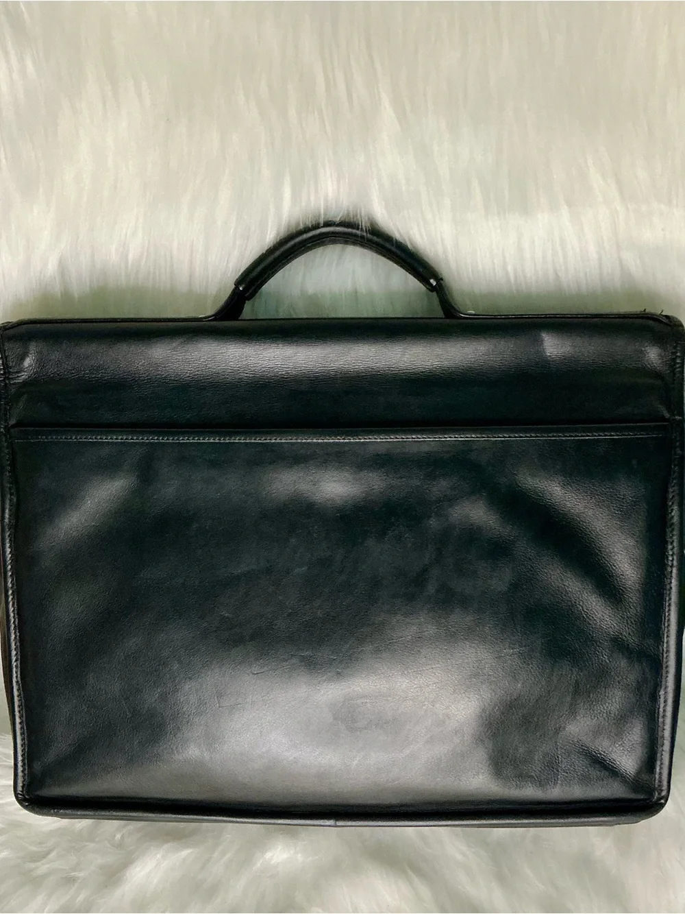 Vtg Coach Leather Briefcase Laptop Messenger Crossbody Black Bag.